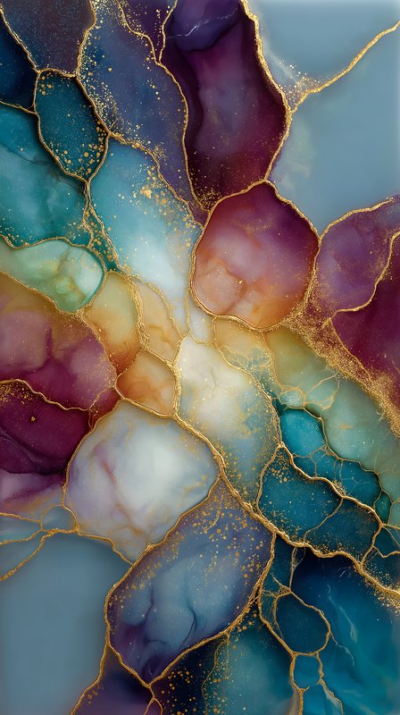 Colorful abstract design with blended shapes and gold lines Free Premium Stock Photo - stock photo