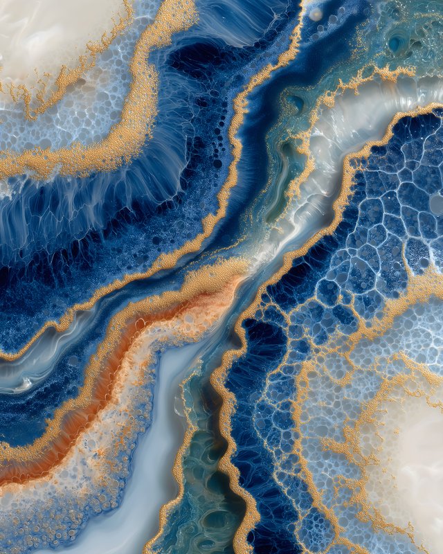 Vivid blue and gold abstract design with flowing patterns Free Premium Stock Photo - stock photo