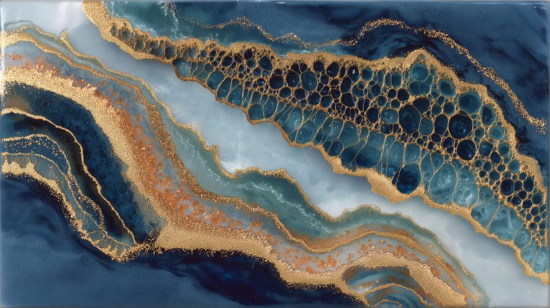 Colorful abstract art with blue and gold patterns in design Free Premium Stock Image - stock photo