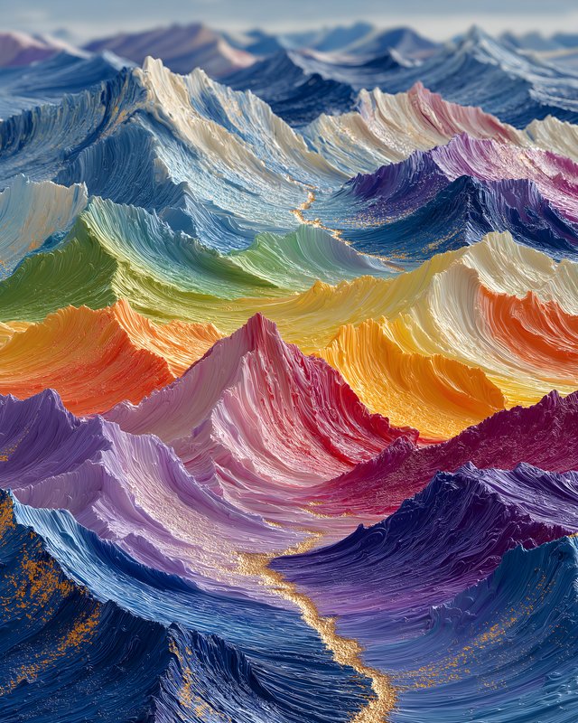 Colorful mountain landscape with waves of paint strokes Free Premium Stock Image - stock photo