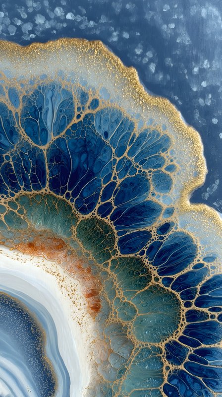 Colorful abstract art with blue and gold details on canvas Free Premium Stock Photo - stock photo