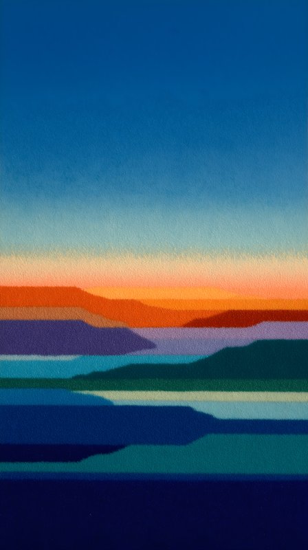 Colors blend in the sky over hills at sunset Free Premium Stock Image - stock photo