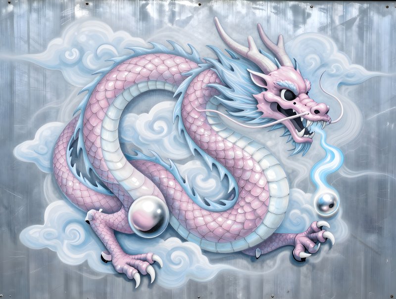 Colorful dragon mural on a wall in an urban setting Free Premium Stock Image - stock photo