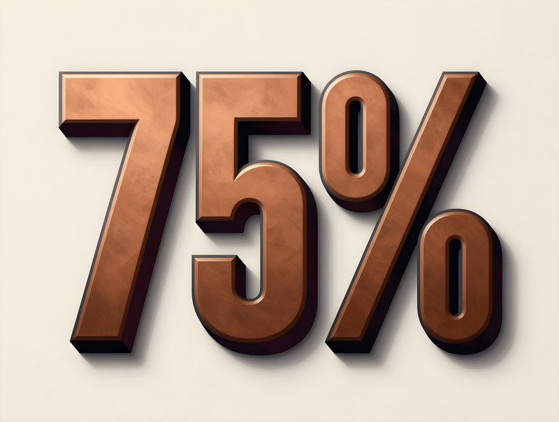 Discount symbol shows seventy-five percent off sale event Free Premium Stock Image - stock photo