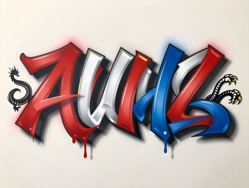 Colorful graffiti art with bold letters and designs Free Premium Stock Photo - stock photo