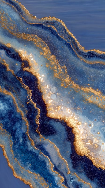 Swirling patterns in blue and gold colors on canvas Free Premium Stock Image - stock photo