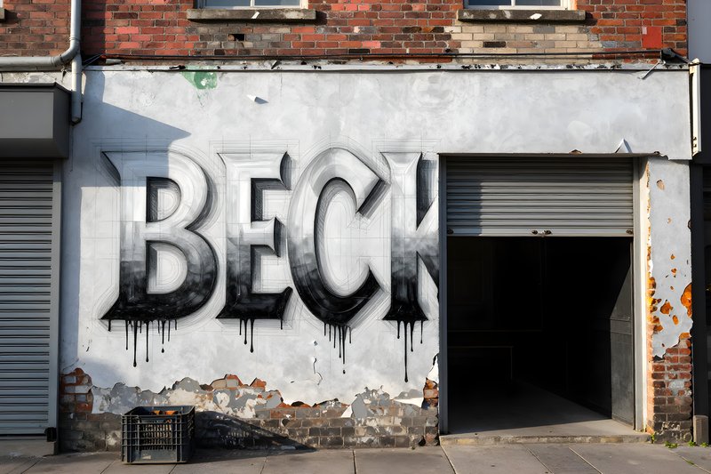 Large graffiti of the word Beck on a wall in a city Free Premium Stock Image - stock photo