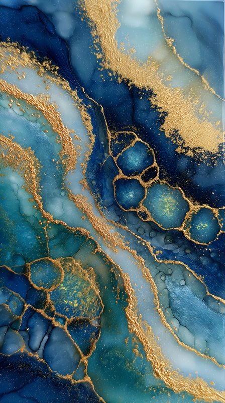 Art made with blue colors and gold details on surface Free Premium Stock Image - stock photo