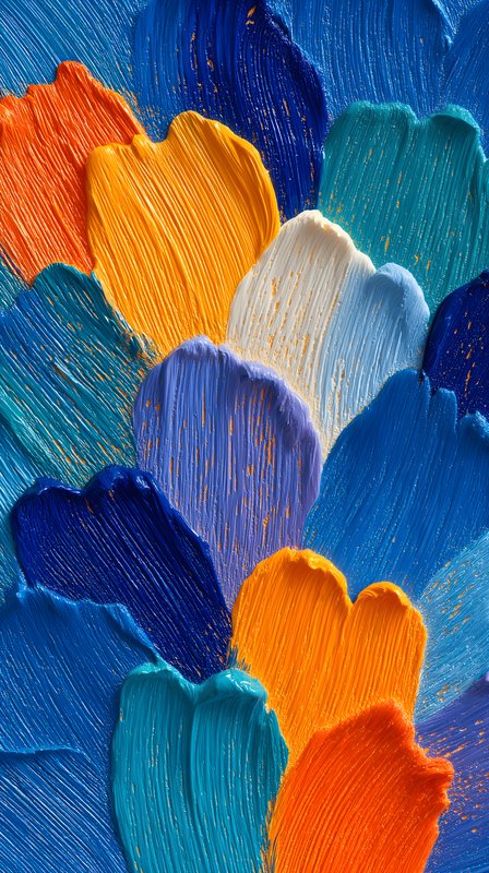 Colorful paint strokes blend together in bold patterns and shapes Free Premium Stock Photo - stock photo