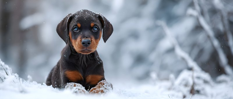 Dog plays in the snow during winter in the forest Free Premium Stock Photo - stock photo