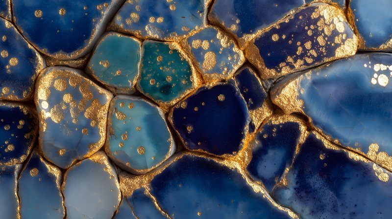 Blue and gold stone pattern with mixed textures and shapes Free Premium Stock Image - stock photo