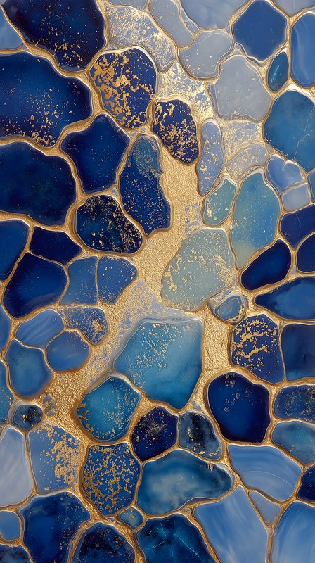 Creative design with blue and gold stones on a surface Free Premium Stock Image - stock photo