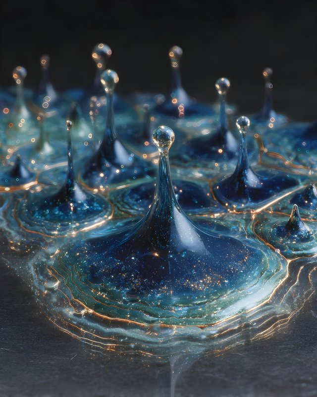 Water droplets create patterns on a dark surface Free Premium Stock Image - stock photo