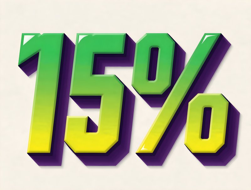 Discount of fifteen percent shown in bold colors Free Premium Stock Image - stock photo