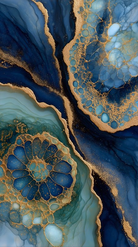 Swirls of color flow in blue and gold pattern design Free Premium Stock Photo - stock photo