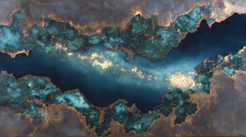 Abstract art piece with blue and gold elements in design Free Premium Stock Photo - stock photo