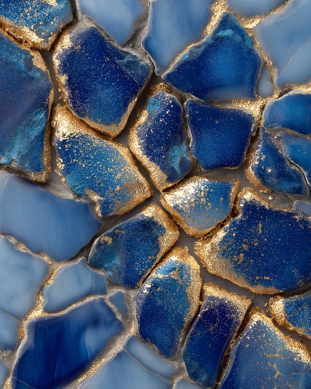 Colorful blue stones with gold veins in a close-up view Free Premium Stock Image - stock photo