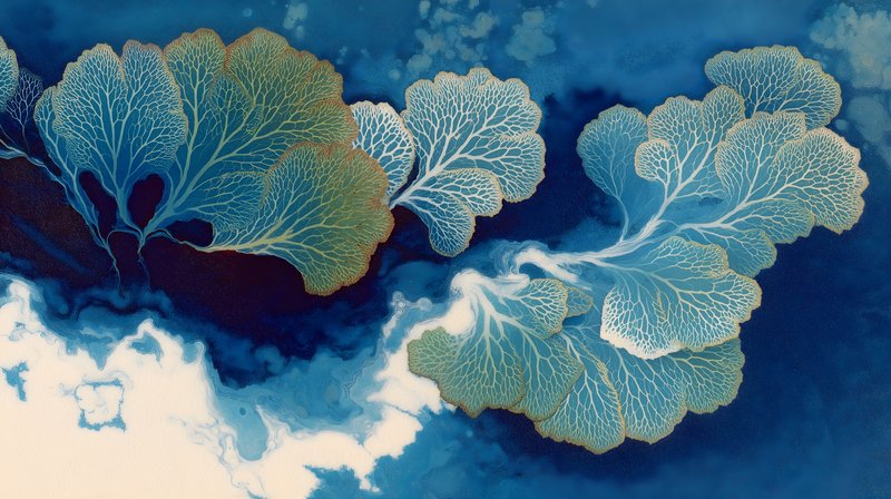 Artistic representation of sea plants in blue colors Free Premium Stock Photo - stock photo