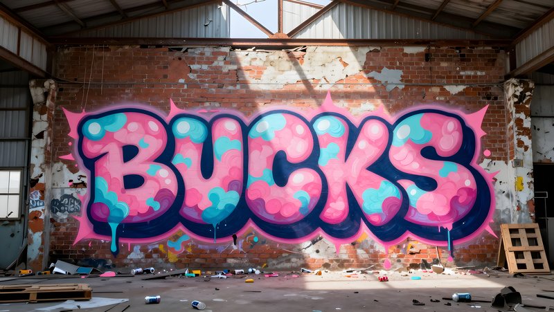 Large graffiti artwork on a wall in an abandoned warehouse Free Premium Stock Photo - stock photo