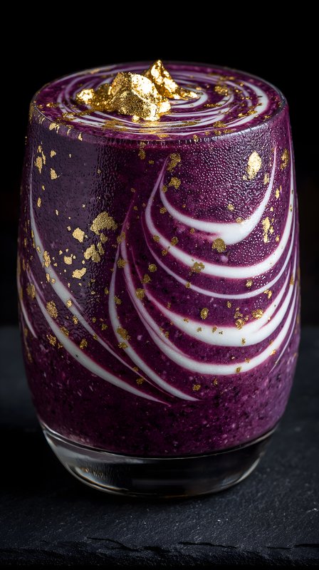 Purple smoothie with gold decoration in a glass Free Premium Stock Photo - stock photo