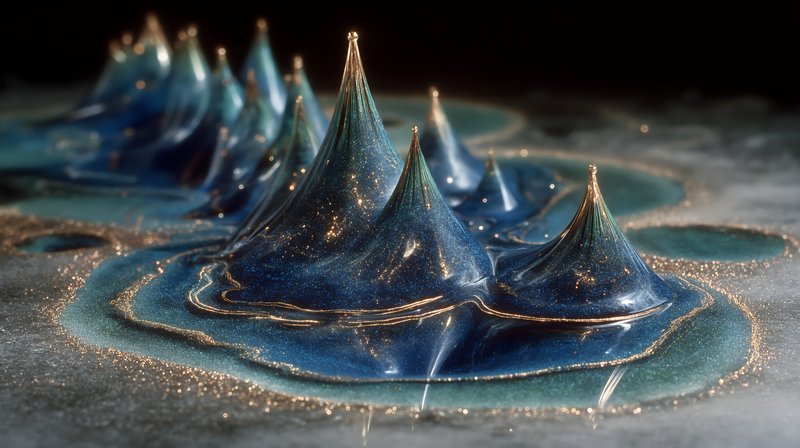 Blue peaks and water form in a creative art piece Free Premium Stock Image - stock photo