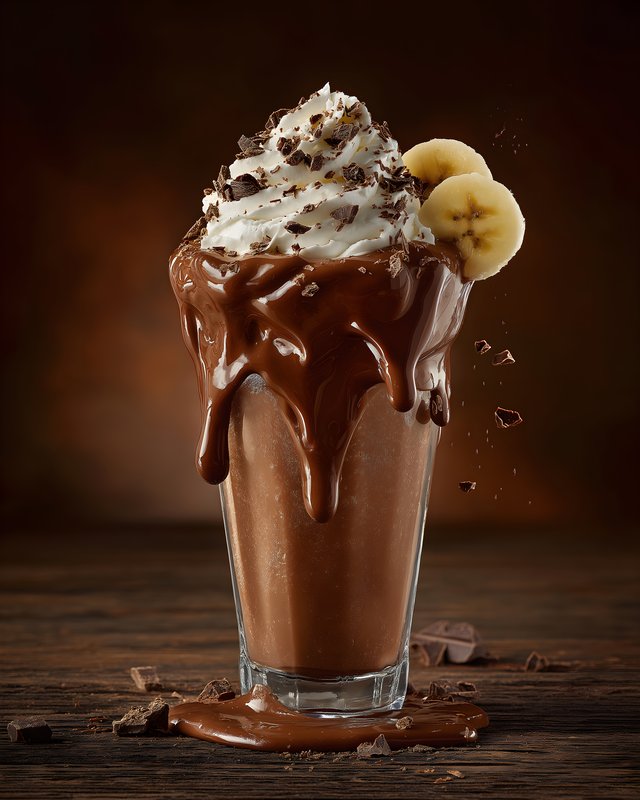 Delicious chocolate drink with whipped cream and banana slices Free Premium Stock Photo - stock photo