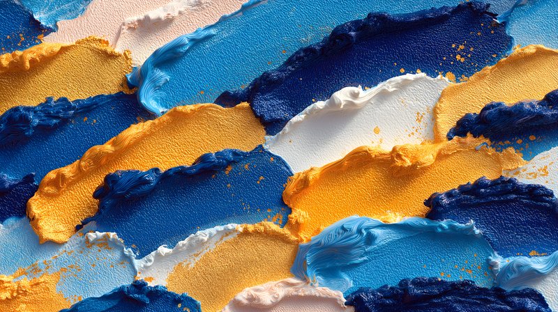 Vibrant strokes of paint in bold colors on canvas surface Free Premium Stock Image - stock photo