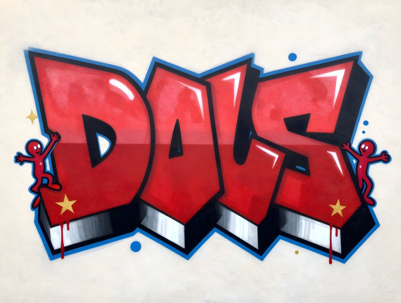 Bold graffiti art on a city wall in bright red color Free Premium Stock Photo - stock photo