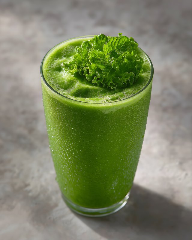 Refreshing green drink in a tall glass with a garnish on top Free Premium Stock Image - stock photo