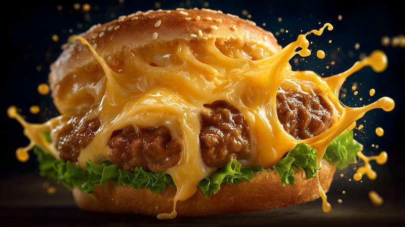 Cheese melts over beef patty in a burger with lettuce Free Premium Stock Photo - stock photo