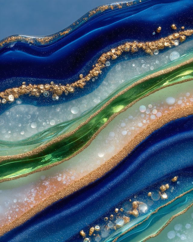 Colorful patterns of resin art on a smooth surface Free Premium Stock Image - stock photo