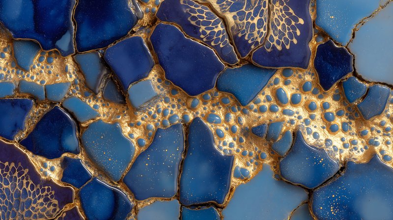 Colorful mosaic design made of blue stones and patterns Free Premium Stock Image - stock photo