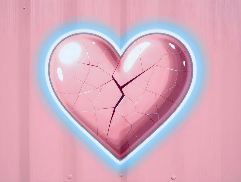 Cracked heart design on pink background shows damage and emotion Free Premium Stock Image - stock photo