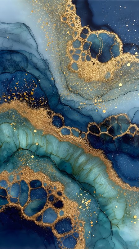 Blue and gold abstract design with fluid shapes Free Premium Stock Image - stock photo