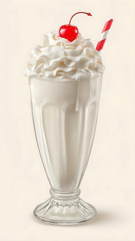 Milkshake with cherry and straw in glass cup Free Premium Stock Image - stock photo