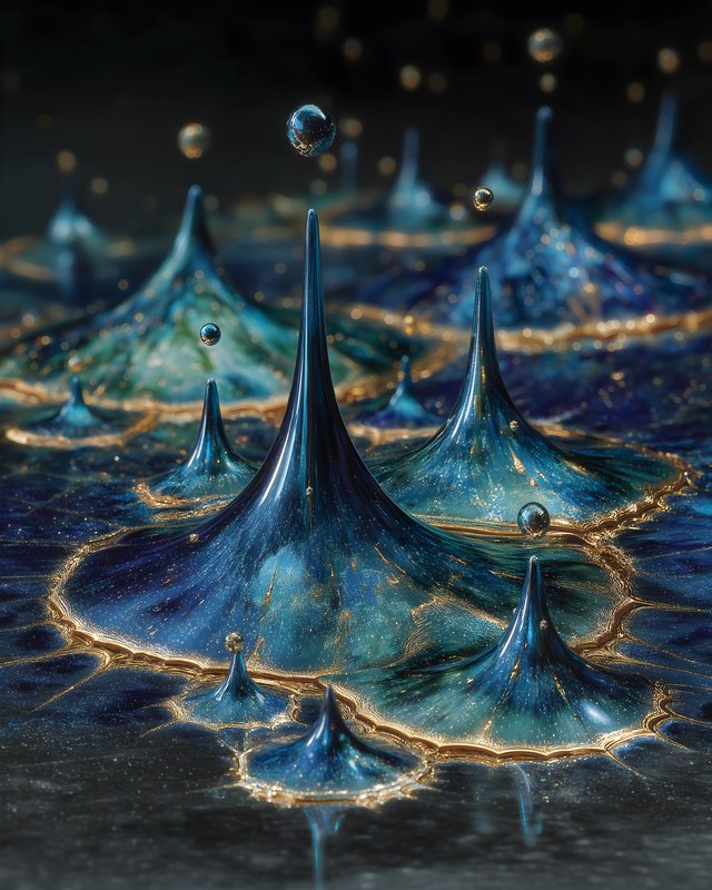 Shapes and patterns form on a colorful surface with droplets Free Premium Stock Image - stock photo