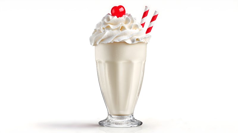 Milkshake with whipped cream and cherries on a table Free Premium Stock Image - stock photo