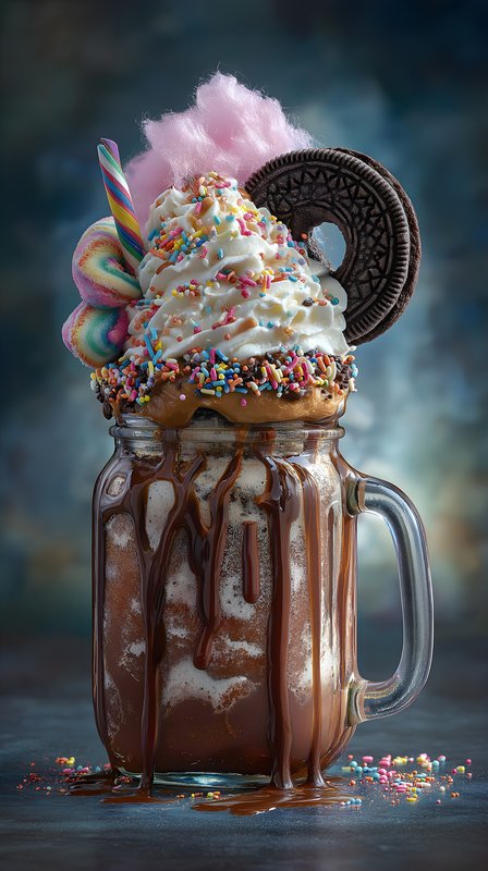 Delicious dessert drink with candy toppings and ice cream Free Premium Stock Image - stock photo