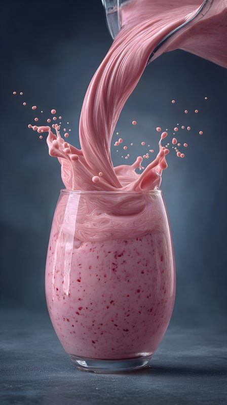 Smoothie is poured into a clear glass on a dark background Free Premium Stock Photo - stock photo
