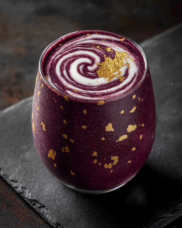 Delicious purple drink served in a glass on a dark surface Free Premium Stock Image - stock photo