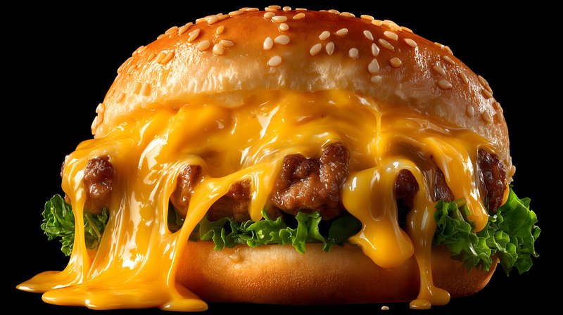 Cheeseburger with melted cheese and lettuce on sesame bun Free Premium Stock Photo - stock photo