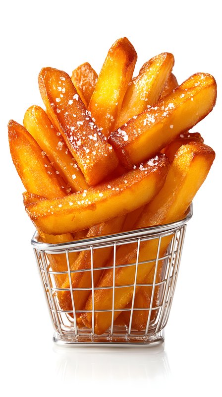 Freshly cooked fries served in a metal basket Free Premium Stock Image - stock photo