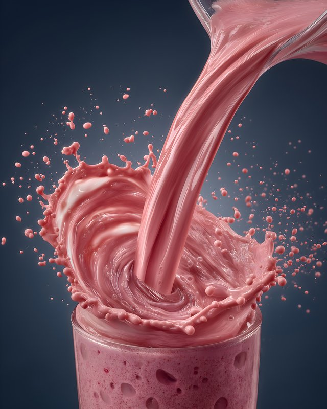 Pouring pink drink into a tall glass creates a splash Free Premium Stock Photo - stock photo