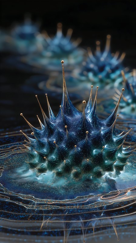 Blue structures rise from a surface in a unique design Free Premium Stock Image - stock photo