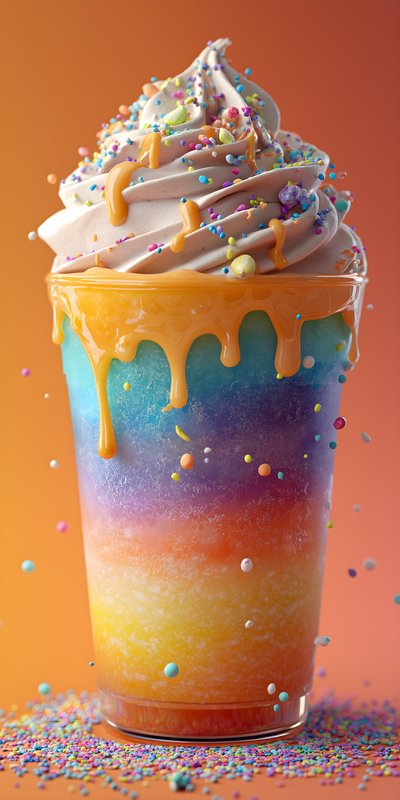 Colorful dessert drink with whipped cream and sprinkles Free Premium Stock Image - stock photo