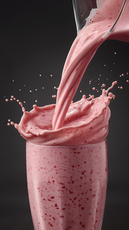 Milkshake is poured into a tall glass with splash Free Premium Stock Photo - stock photo