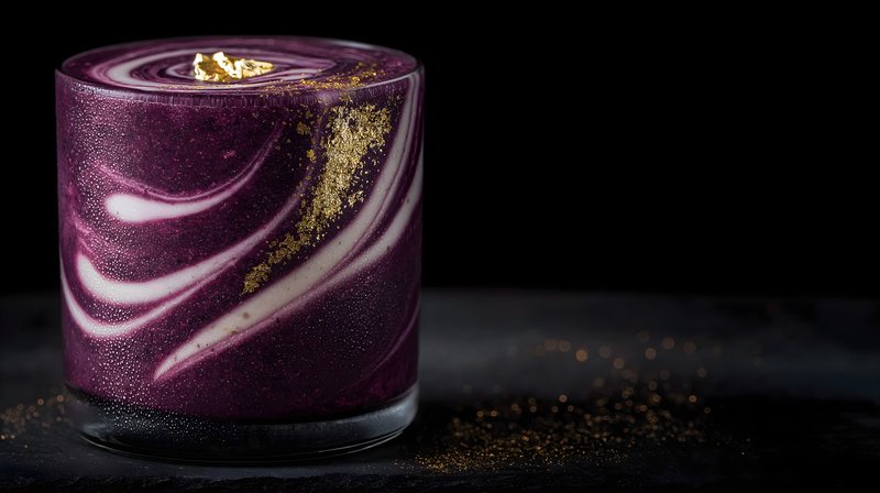 Colorful drink with gold decoration in a dark setting Free Premium Stock Image - stock photo