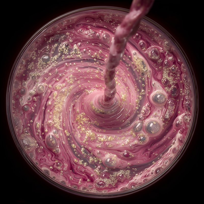 Swirling pink drink in a glass with bubbles and foam Free Premium Stock Image - stock photo