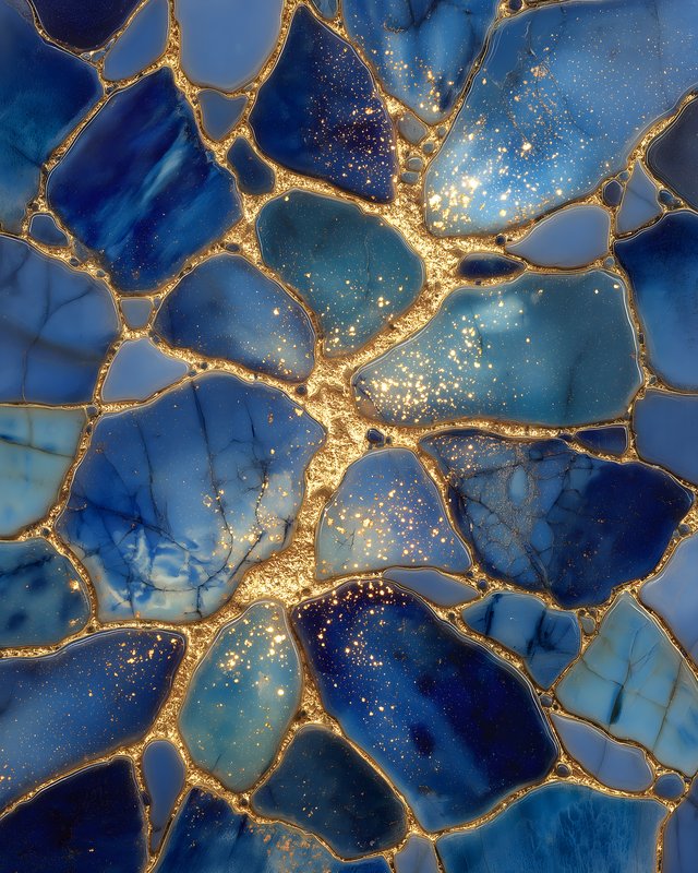 Blue stone pattern with gold accents on the surface Free Premium Stock Photo - stock photo