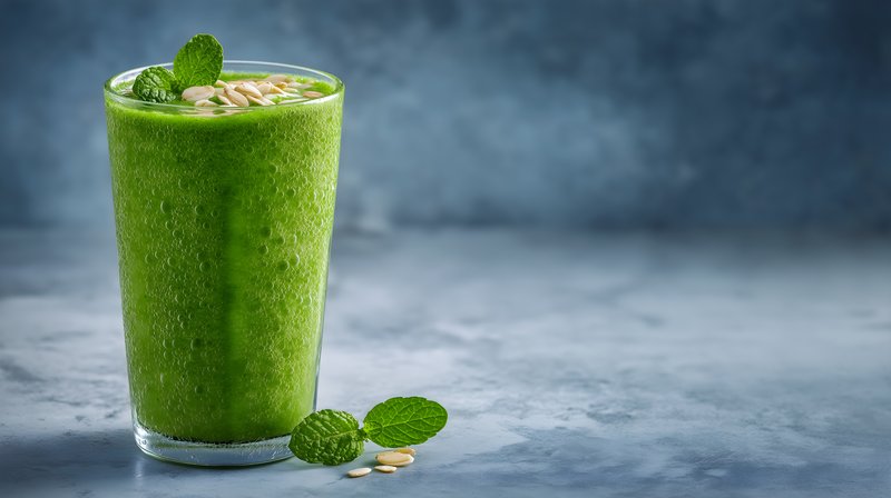 Fresh green smoothie served in a glass with mint leaves Free Premium Stock Photo - stock photo